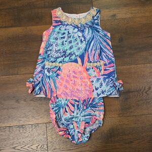 Lilly Pulitzer Pineapple Baby Dress With Bloomers